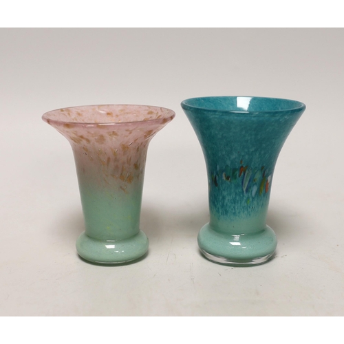 1395 - Two Vasart glass vases, tallest 10.5cm