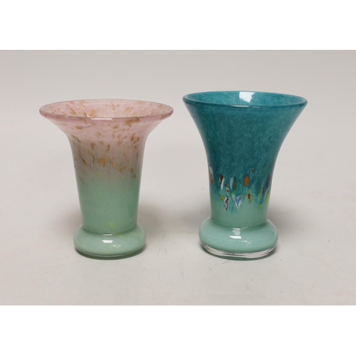 1395 - Two Vasart glass vases, tallest 10.5cm