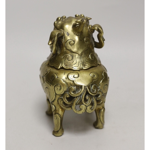 1398 - A Chinese bronze 'lion dog' incense burner, 18cm