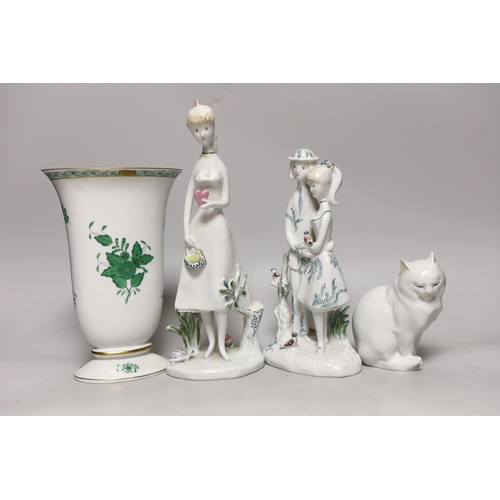 1407 - Four pieces of Herend and two Rosenthal porcelain figures  (6) tallest 27cm