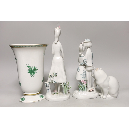 1407 - Four pieces of Herend and two Rosenthal porcelain figures  (6) tallest 27cm