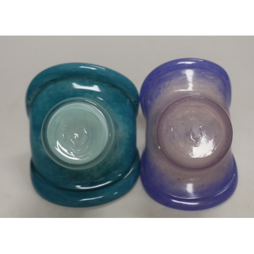 1415 - Two Vasart glass baskets, 10cm tall