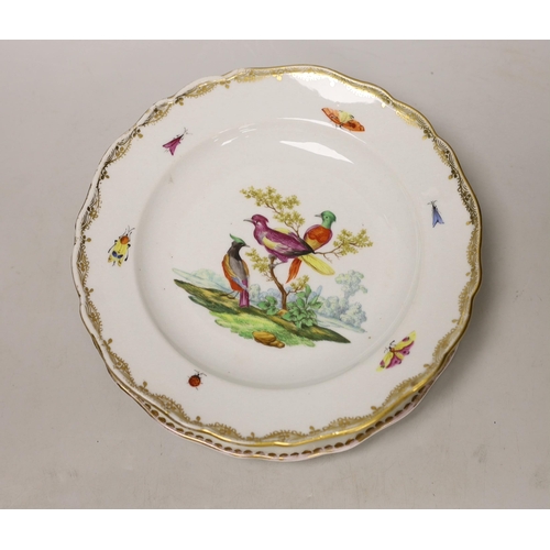 1421 - Five 19th century Meissen porcelain items including three plates, a dish and a cup and saucer, most ... 