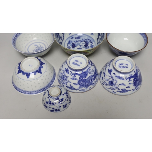 1427 - A group of seven Chinese porcelain bowls, largest 15cm diameter