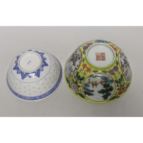 1427 - A group of seven Chinese porcelain bowls, largest 15cm diameter