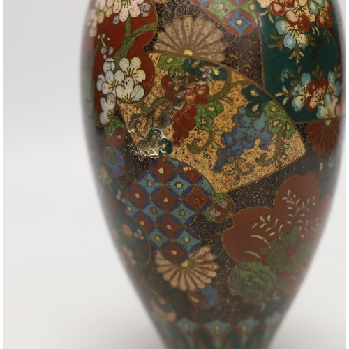 1428 - A pair of Japanese cloisonné enamel vases, 18cm