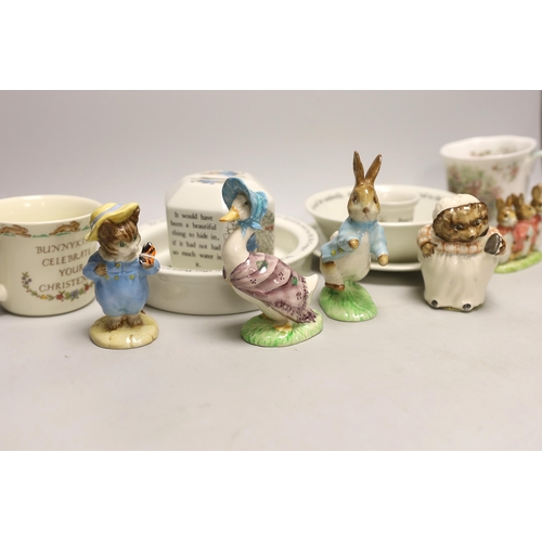 1440 - Five Beswick Beatrix Potter characters, and other related tableware