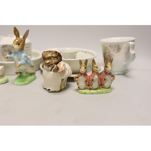 1440 - Five Beswick Beatrix Potter characters, and other related tableware