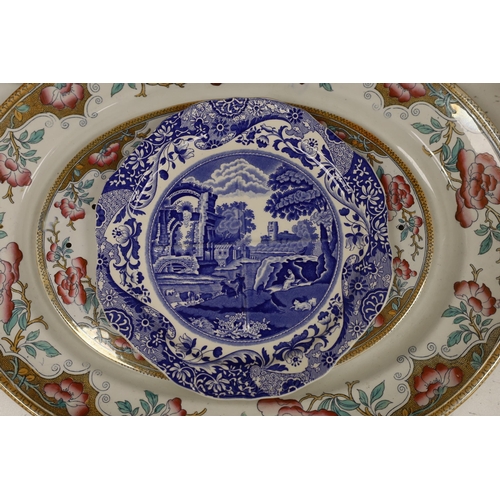 1452 - A Victorian stone china oval meat platter, a Derby cup and saucer, two others and two Spode Italian... 