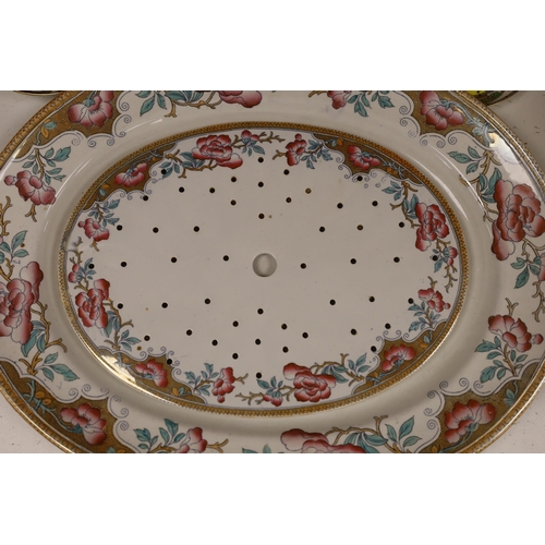 1452 - A Victorian stone china oval meat platter, a Derby cup and saucer, two others and two Spode Italian... 