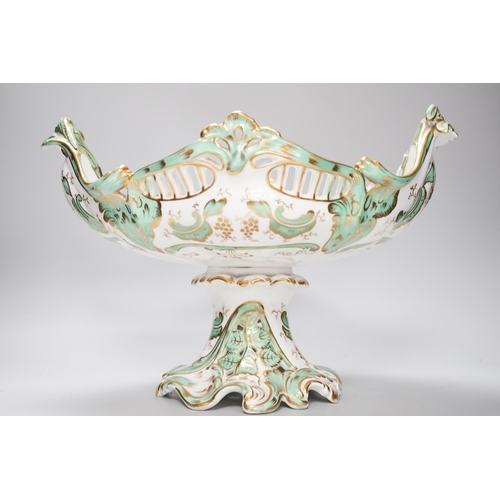 1455 - A Coalport tureen, similar ladle and a Victorian pedestal bowl or centrepiece, the largest 35cm wide... 