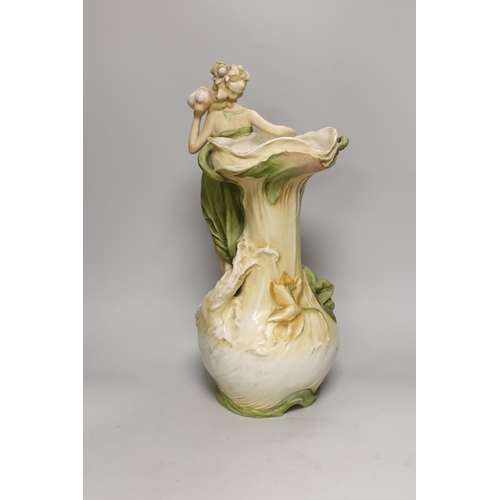 1456 - A large Royal Dux Art Nouveau figural jug, 44cm high