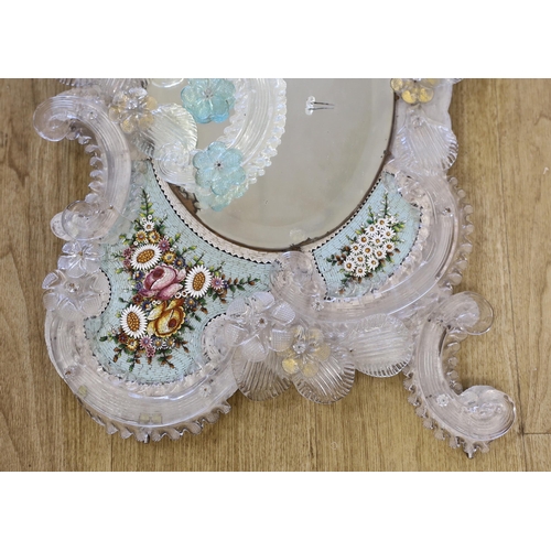 1468 - A Venetian micro-mosaic and glass framed wall mirror 65cm high