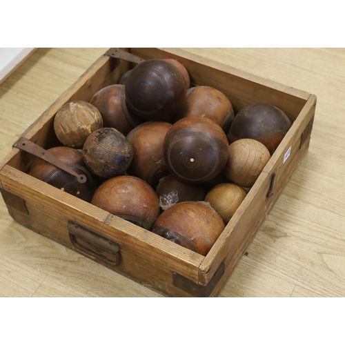 1472 - A boxed Table croquet set and a box of lignum vitae etc. bowls