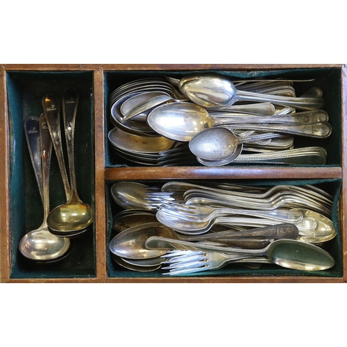 1502 - An Elkington & Co. plated canteen of cutlery, each piece engraved with a greyhound crest and two mah... 