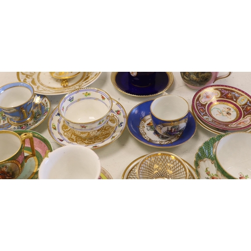 1506 - A collection of European cabinet cups and saucers,  including a gilded Berlin cup and saucer (12)... 