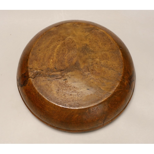 1507 - A large turned burr walnut bowl, 32cm diameter