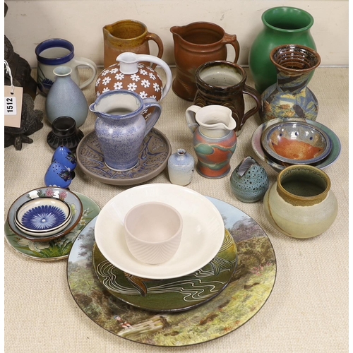 1517 - A quantity of various studio pottery pieces