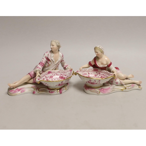 1533 - A pair of Meissen figural salts, late 19th century, 2872 and 2875