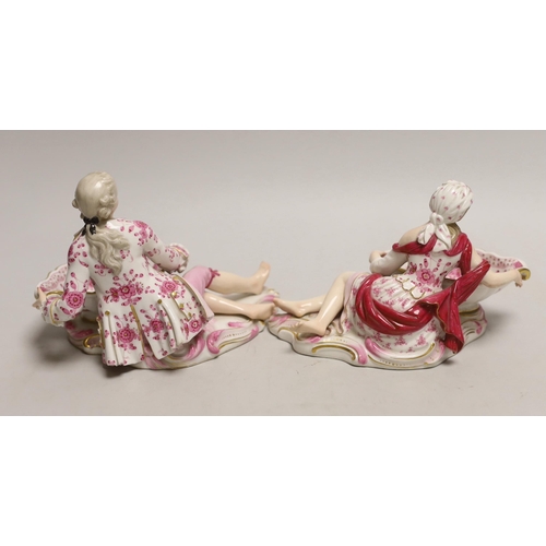 1533 - A pair of Meissen figural salts, late 19th century, 2872 and 2875