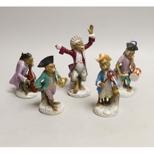 1535 - Five Volkstedt porcelain monkey band figures, tallest 17cm