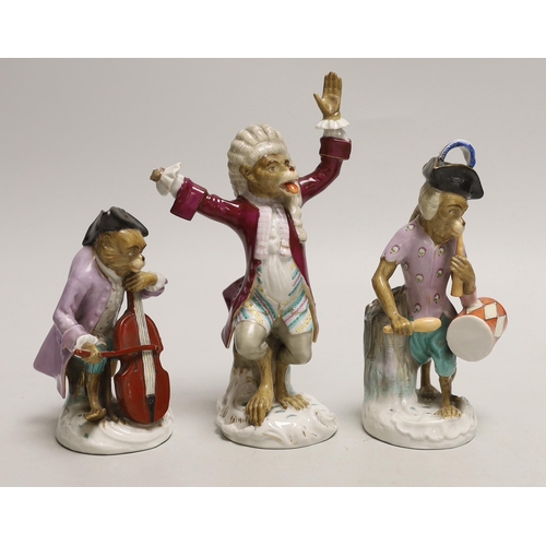 1535 - Five Volkstedt porcelain monkey band figures, tallest 17cm