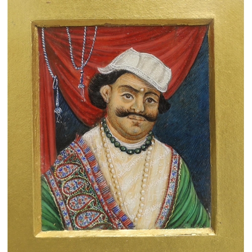 1543 - A 19th century Indian miniature portrait of a noble gentleman, on ivory CITES Submission reference T... 