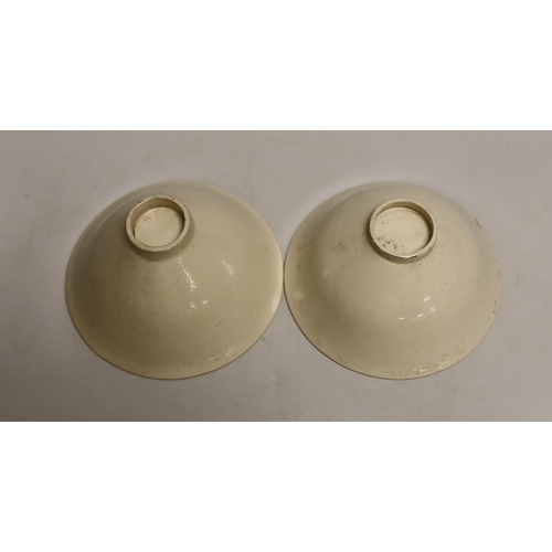 1545 - A pair of Chinese Ding type relief moulded bowls, 12cm in diameter