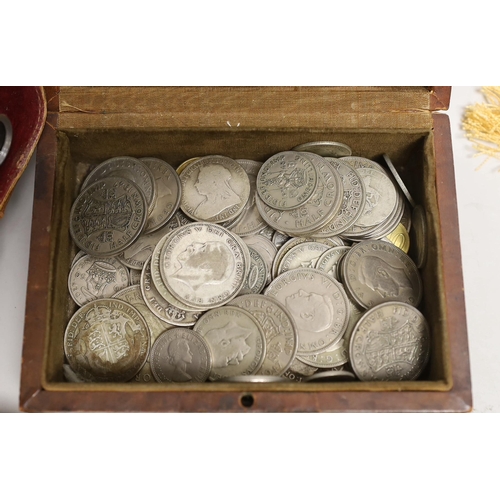 1560 - A group of mixed collectables to include a group of various coins such as crowns, half crowns and sh... 