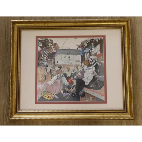 1655 - W. R. Earthrowl, (modern British), watercolour, Figures in a railway carriage, signed and dated, 32 ... 