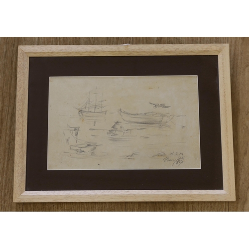 1659 - William Sidney Mount (American 1807-1868), pencil sketch, Studies of boats, initialled and dated 185... 