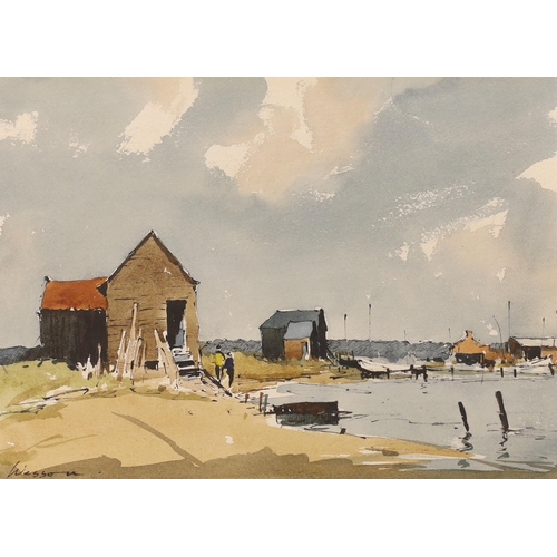 1665 - Edward Wesson (1910-1983) watercolour, 'Walberswick, Suffolk', stamp and Gallery Thirty Three label ... 