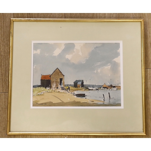 1665 - Edward Wesson (1910-1983) watercolour, 'Walberswick, Suffolk', stamp and Gallery Thirty Three label ... 