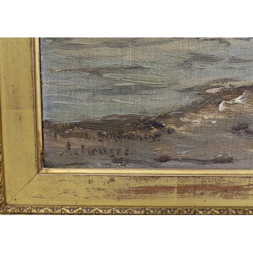 1670 - Early 20th century Continental School, oil on board, Mountainous river landscape, indistinctly signe... 