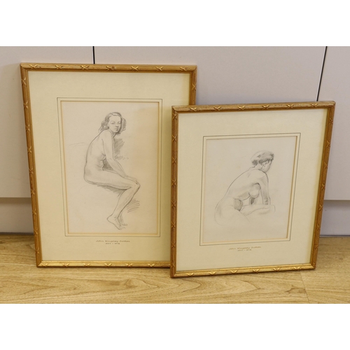 1674 - John Kingsley Sutton (1907-1976), two pencil sketches, Nude ladies, inscribed to the mount, largest ... 