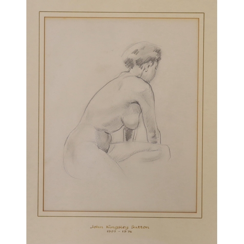 1674 - John Kingsley Sutton (1907-1976), two pencil sketches, Nude ladies, inscribed to the mount, largest ... 