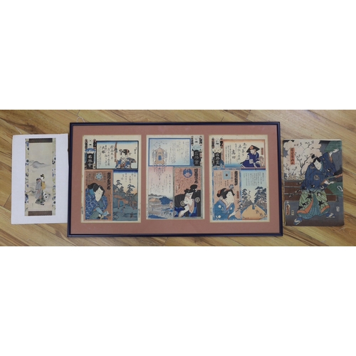 1696 - Utagawa Kunisada (1786-1865) Japanese woodblock Triptych, together with a similar example by the sam... 