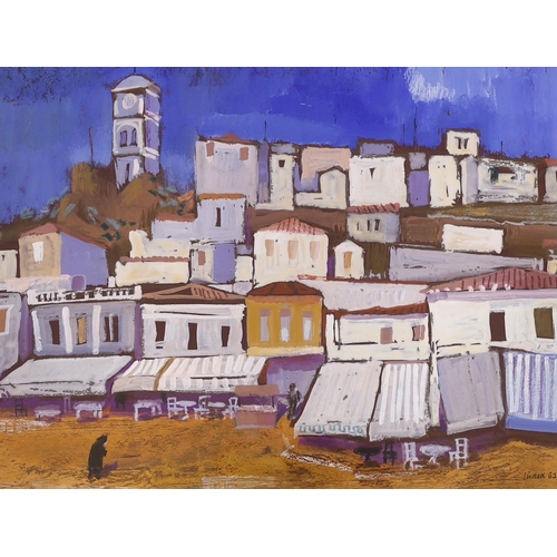 1710 - Geoffrey Lintott (20th century) mixed media, Poros, Greece signed and dated 62, 44 x 33cm