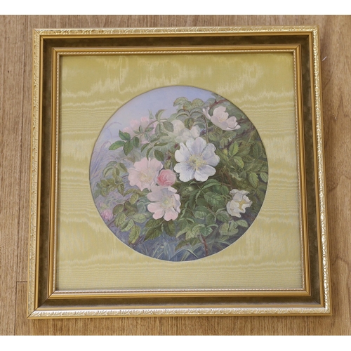 1717 - Late 19th century English School, oil, 'Briar Roses', label verso, 28cm diameter