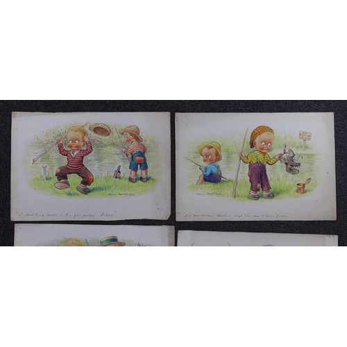 1750 - Vera Paterson ( Reg Maurice), set of six 20th century watercolours on card, Humorous children, origi... 