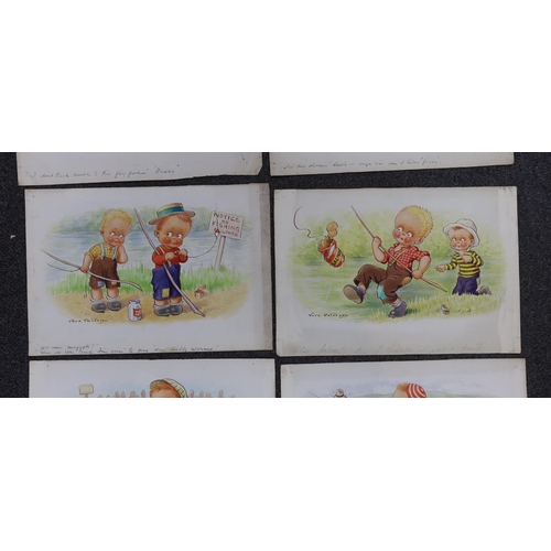 1750 - Vera Paterson ( Reg Maurice), set of six 20th century watercolours on card, Humorous children, origi... 