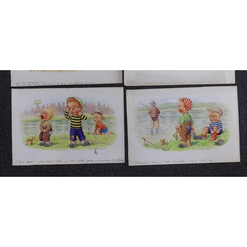 1750 - Vera Paterson ( Reg Maurice), set of six 20th century watercolours on card, Humorous children, origi... 