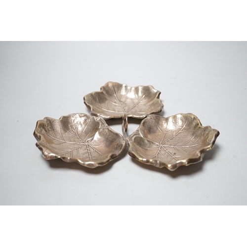 1811 - An Elizabeth II silver three section leaf dish, Royal Irish silver Co, Sheffield, 1973, 22cm, 9.4oz.... 