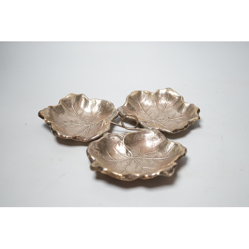 1811 - An Elizabeth II silver three section leaf dish, Royal Irish silver Co, Sheffield, 1973, 22cm, 9.4oz.... 