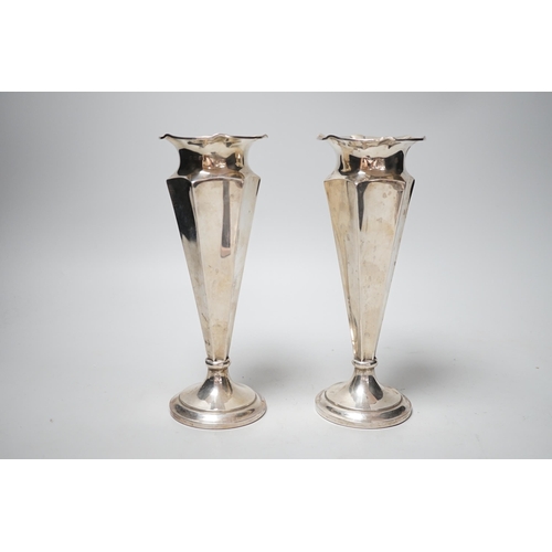 1812 - A pair of George V silver mounted spill vases, Deakin & Francis, Birmingham, 1910, height 20.4cm, we... 