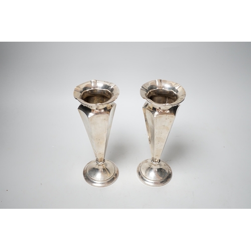 1812 - A pair of George V silver mounted spill vases, Deakin & Francis, Birmingham, 1910, height 20.4cm, we... 