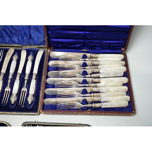 1819 - Two cased sets of silver flatware including teaspoons and pair of small servers and two cased sets o... 