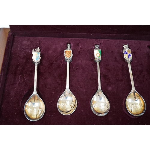 1844 - A modern limited edition cased set of ten silver and enamel 'The Queens Beasts Spoons', by Toye, Ken... 