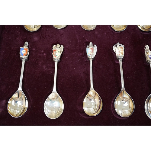 1844 - A modern limited edition cased set of ten silver and enamel 'The Queens Beasts Spoons', by Toye, Ken... 