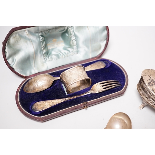 1862 - A cased Victorian silver christening trio, Martin, Hall & Co, London & Sheffield, 1881, a pair of Wi... 